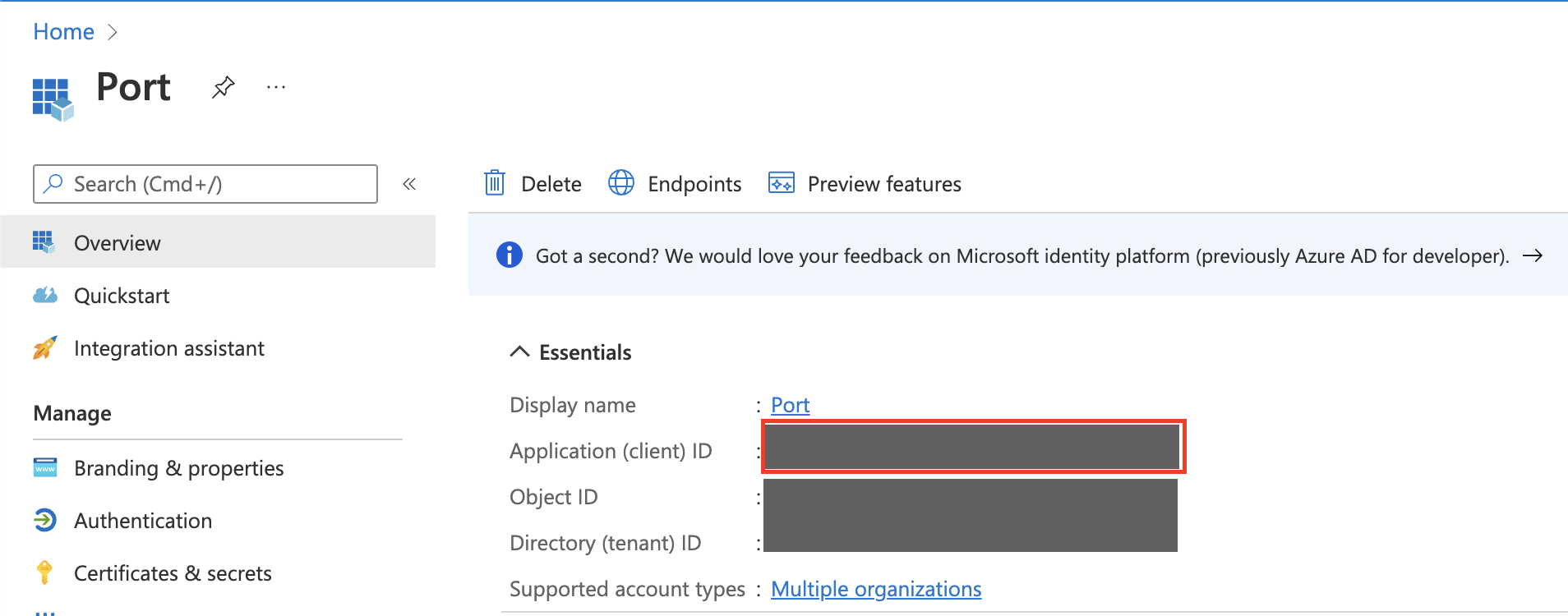 Azure application display secrets